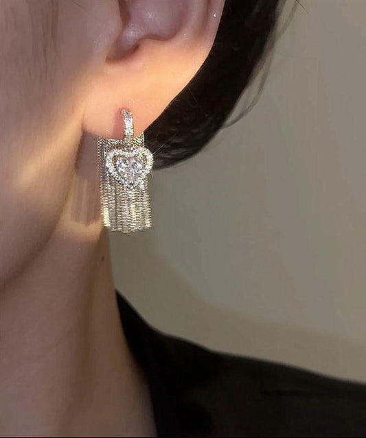 Boucles d'oreilles pendantes bohèmes en alliage de cuivre et zircon avec pompons - Street-Wave