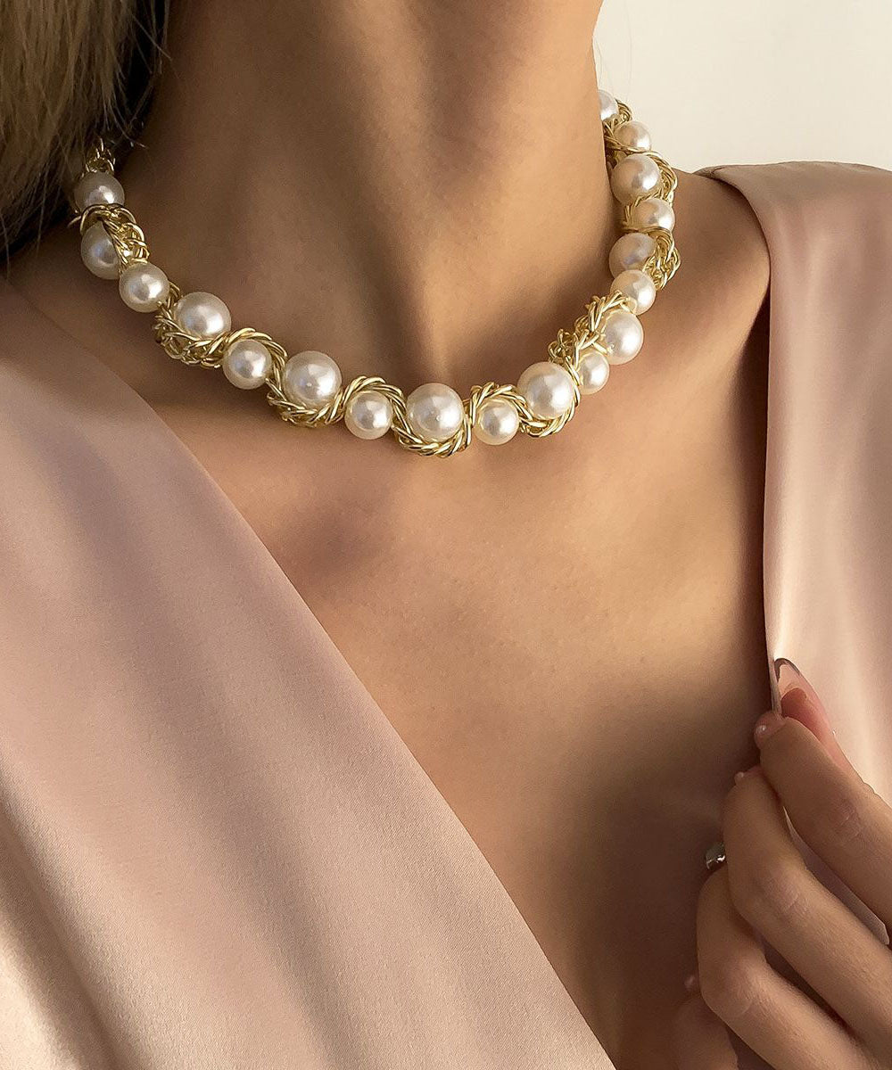 Collier bohème en alliage de cuivre doré et perles graduées - Street-Wave