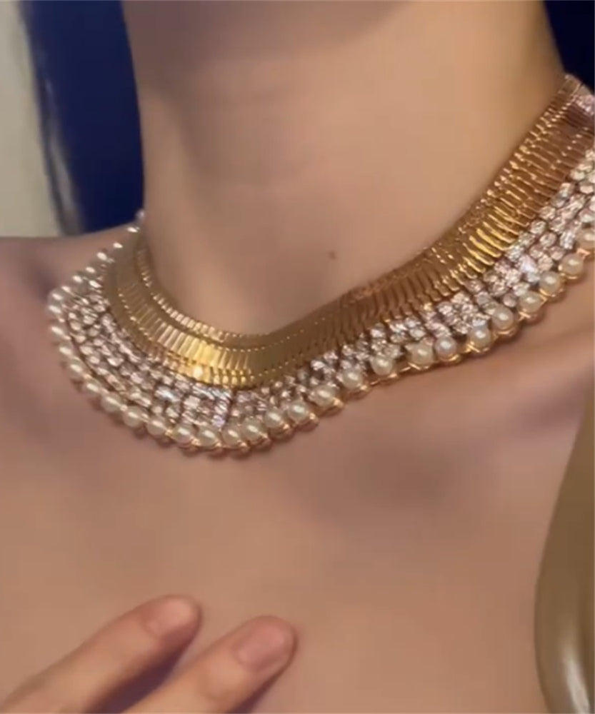Collier bohème en alliage de cuivre doré et perles de zircone graduées - Street-Wave