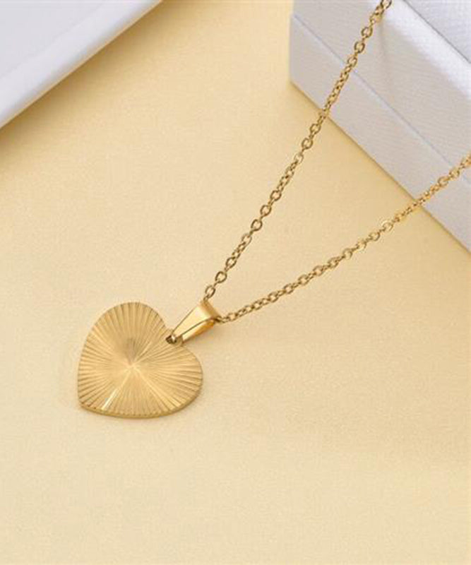Collier Boho avec pendentif en alliage de métal doré et motif amour froissé - Street-Wave