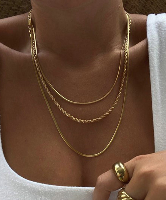 Collier bohème à trois rangs en alliage d'acier inoxydable doré - Street-Wave
