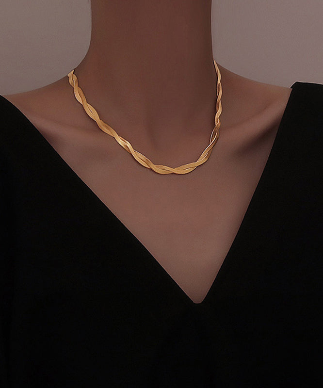 Collier princesse Boho en acier inoxydable doré avec motif croisé de pâte frite et torsades - Street-Wave