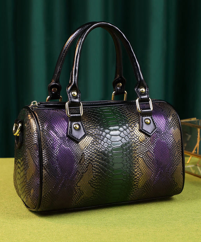 Sac fourre-tout Boho en cuir de veau durable gaufré violet - Street-Wave