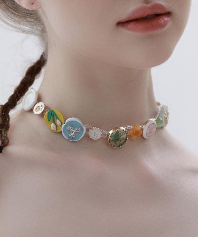 Collier princesse à boutons en alliage de perles arc-en-ciel style bohème - Street-Wave
