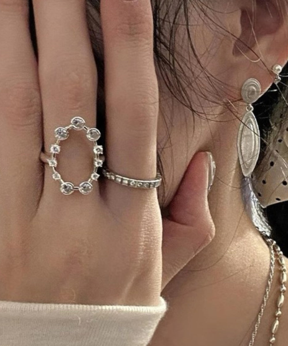 Ensemble de trois bagues ouvertes en acier inoxydable et zircon Boho Silk - Street-Wave