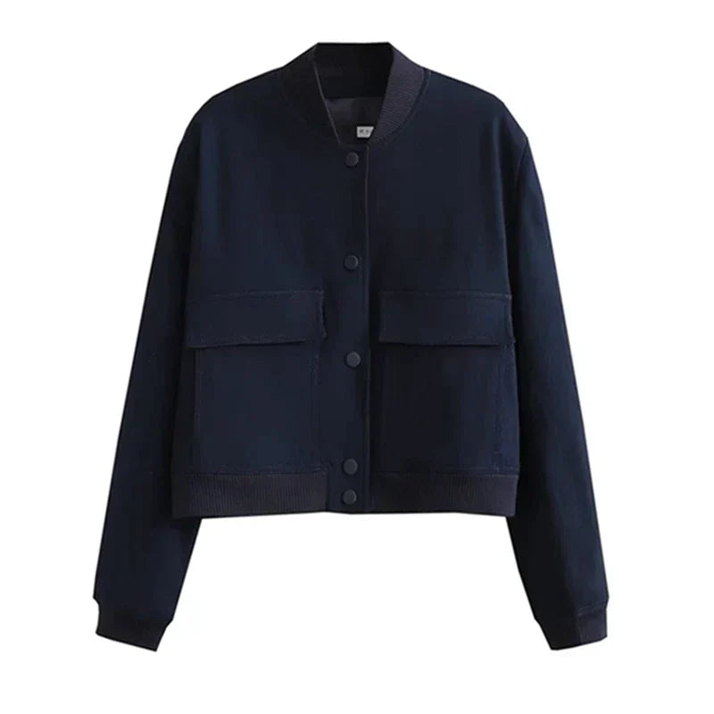 Avelena Cropped Bomber Jacket For Women Lightweight Cozy Streetwear Essential Everyday Style