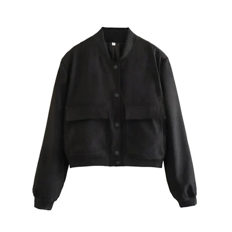 Avelena Cropped Bomber Jacket For Women Lightweight Cozy Streetwear Essential Everyday Style