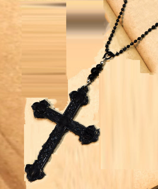 Collier avec pendentif en forme de croix en alliage noir - Street-Wave