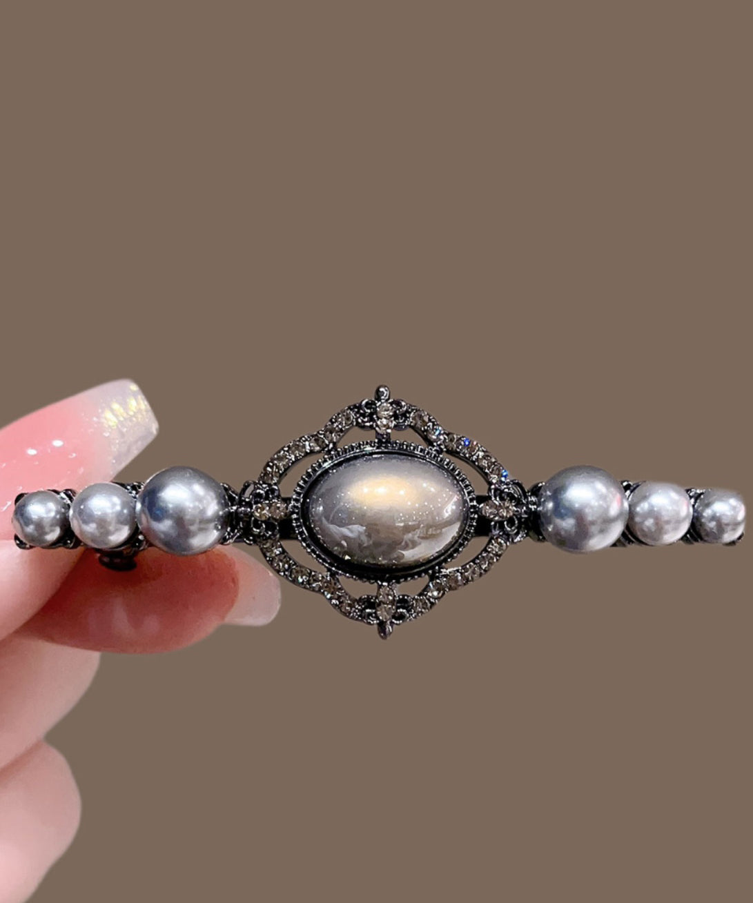 Épingle à cheveux ajourée en alliage noir avec perles - Street-Wave