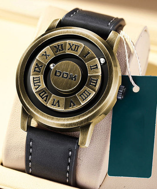 Montre Boutique en cuir véritable noir Tai Chi Huit Trigrammes - Street-Wave