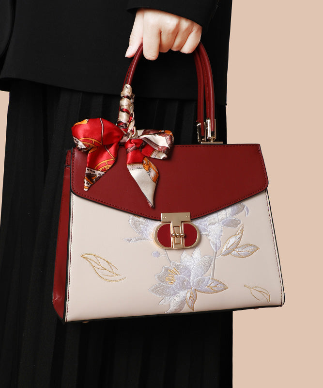Sac fourre-tout en cuir de veau brodé colorblock Boutique - Street-Wave