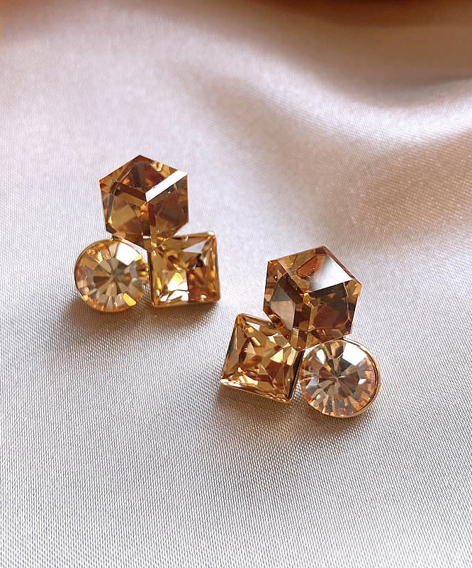 Boucles d'oreilles à tige en alliage de cuivre doré et cristal - Street-Wave