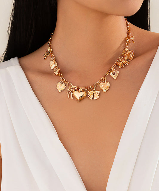 Collier avec pendentif en forme de nœud d'amour en alliage de cuivre doré - Street-Wave