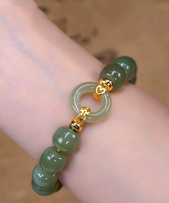 Bracelet chaîne à boucle Ping An en alliage de jade vert Boutique - Street-Wave