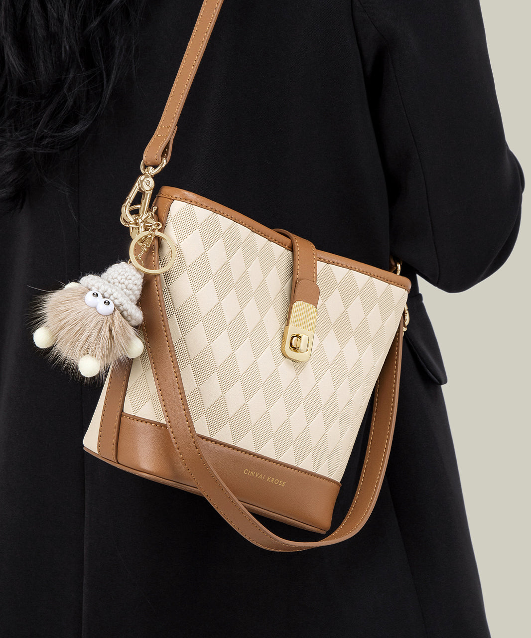 Sac seau grande capacité en cuir de veau kaki Boutique - Street-Wave