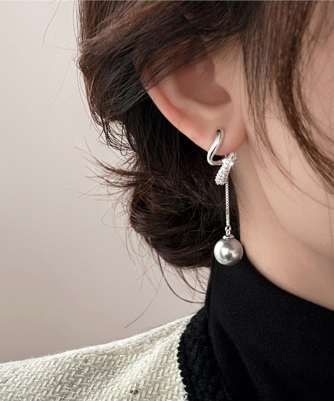 Boucles d'oreilles pendantes en soie, cuivre doré, zircon et perles - Street-Wave