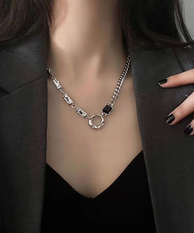 Collier lariat asymétrique creux en acier inoxydable Boutique Silk - Street-Wave