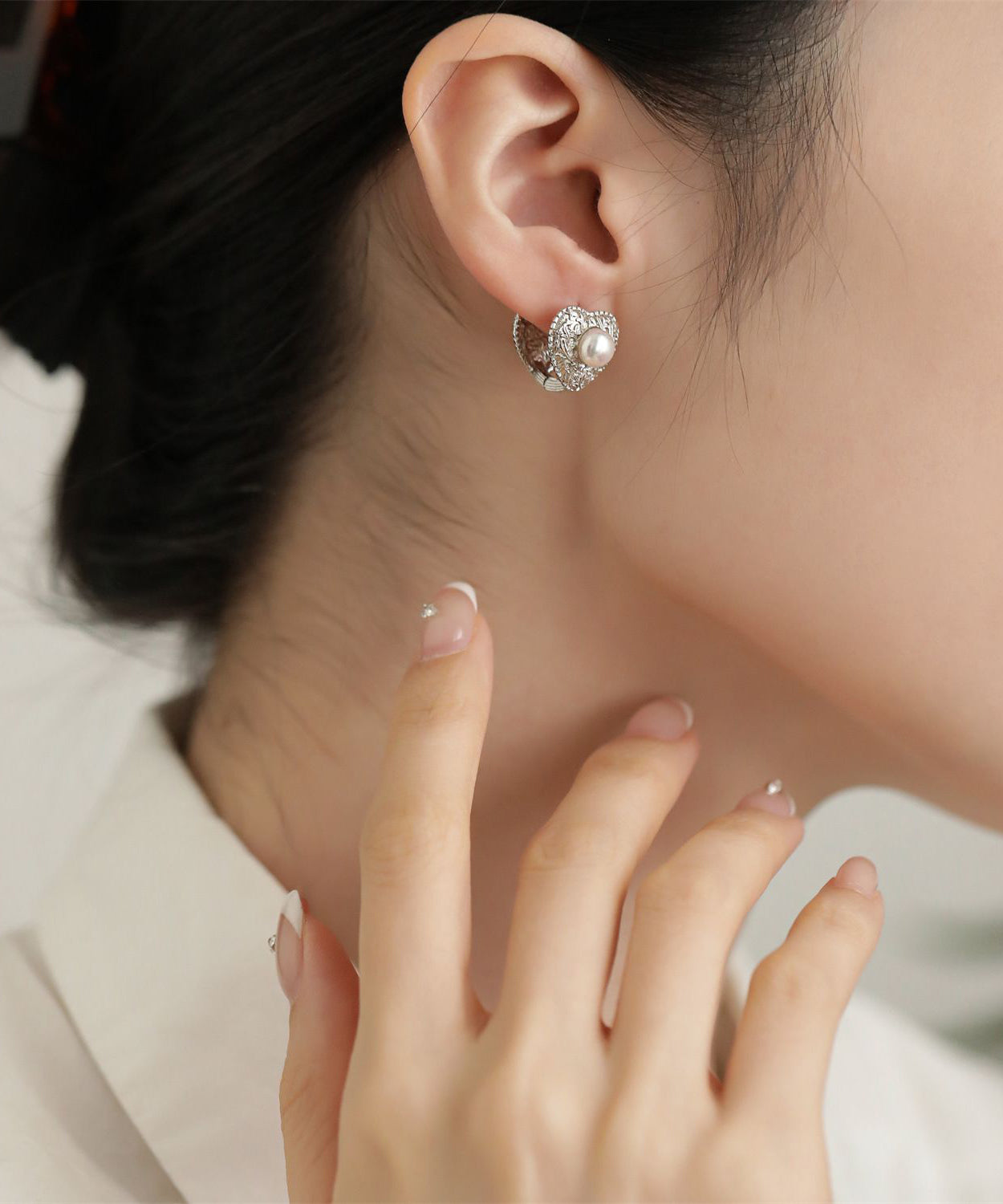 Boucles d'oreilles à tige en argent sterling et perles d'amour surdorées Boutique Silk - Street-Wave