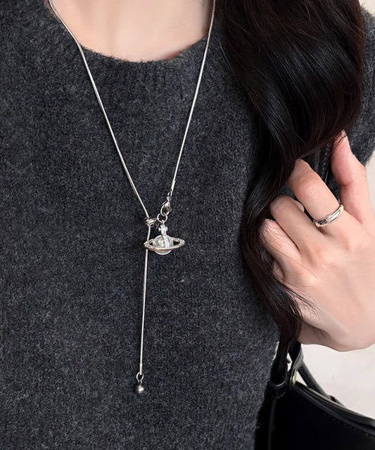 Collier Lariat Saturne en acier inoxydable avec perles - Street-Wave