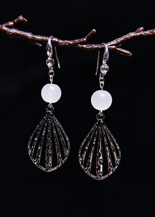 Boucles d'oreilles pendantes en pierre précieuse ajourée blanche Boutique - Street-Wave