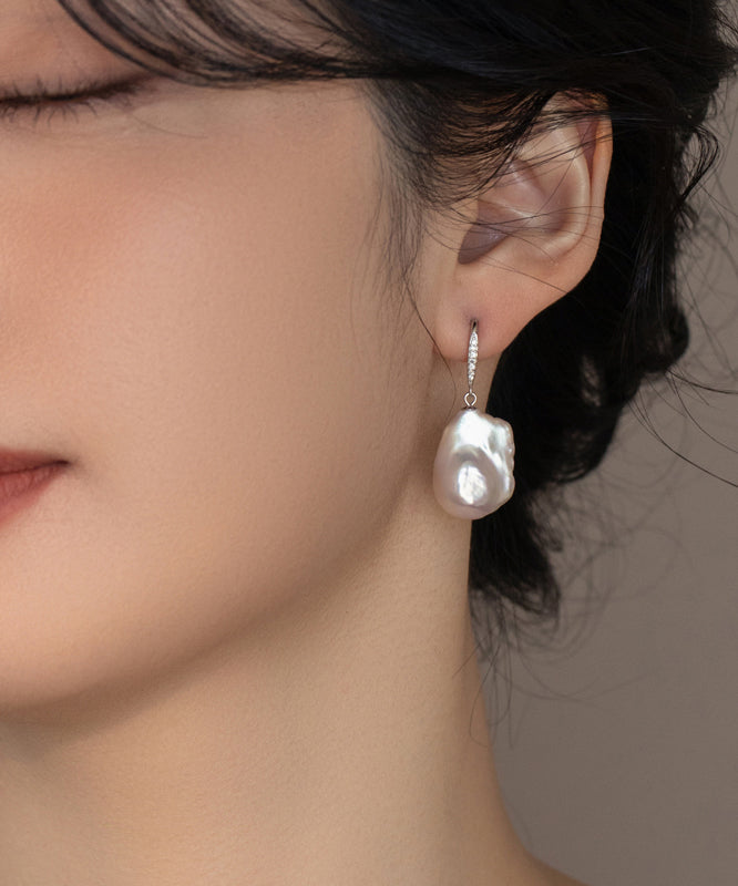 Boucles d'oreilles pendantes en argent sterling et perles blanches - Street-Wave