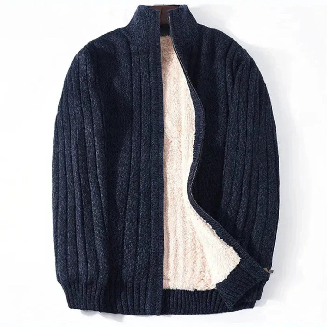 Brad Full-Zip Knitted Fleece-Lined Cardigan
