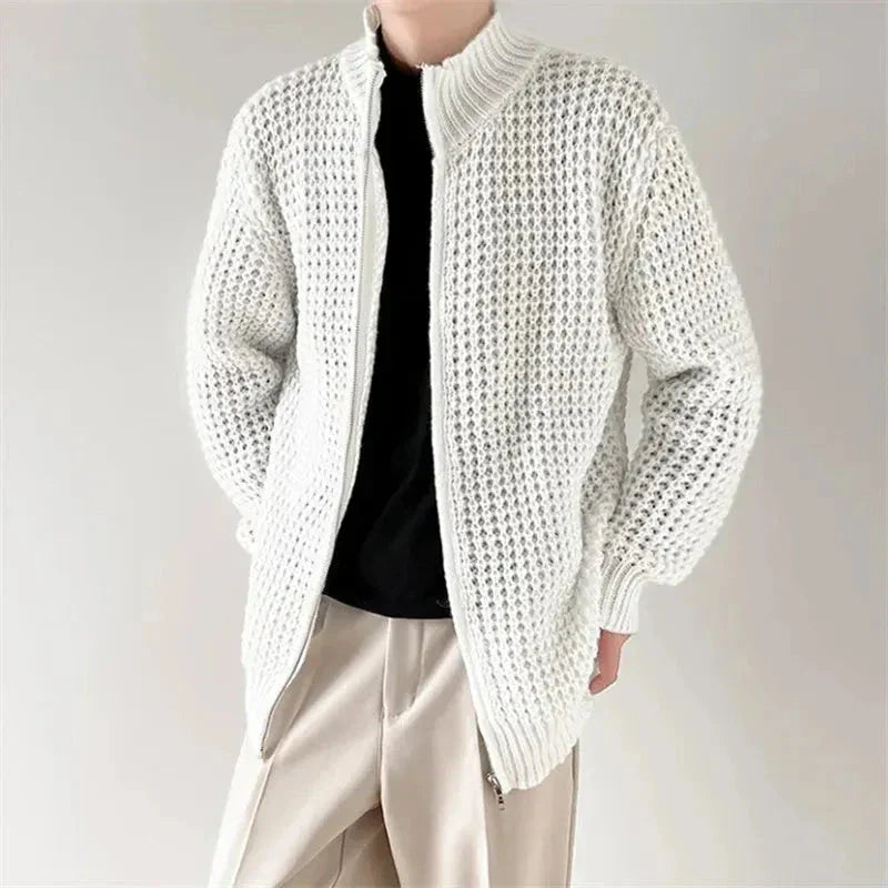 Brad Waffle Knit Full-Zip Sweater