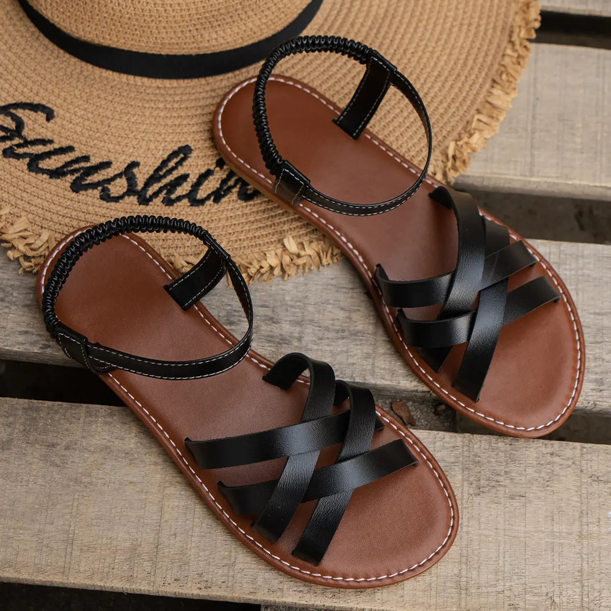Street-Wave Breathable Cross Strap Sandals For Women All Day Comfort
