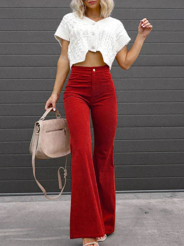 Street-wave High Waist Bootcut Pants For Women With Soft Stretch Comfort And Flattering Fit