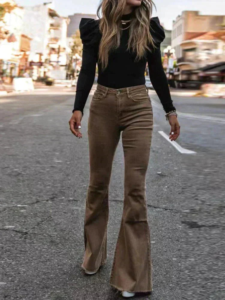 Street-wave High Waist Bootcut Pants For Women With Soft Stretch Comfort And Flattering Fit