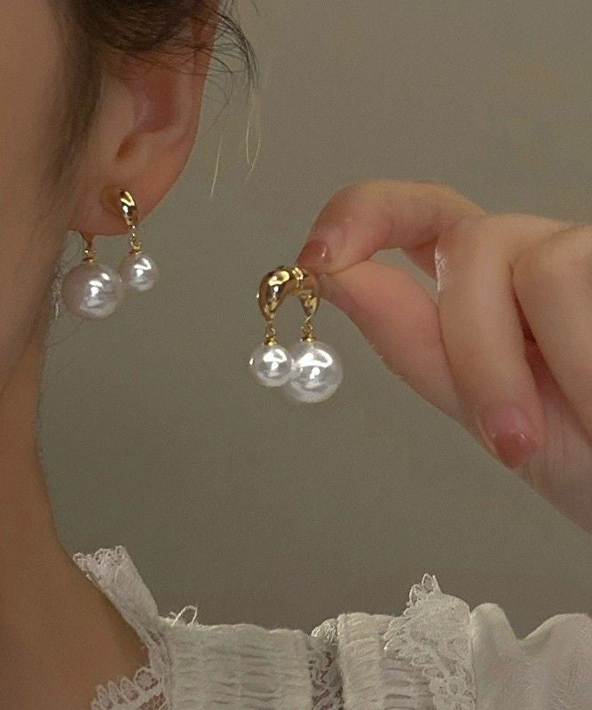 Boucles d'oreilles à tige en alliage de cuivre doré et perles - Street-Wave