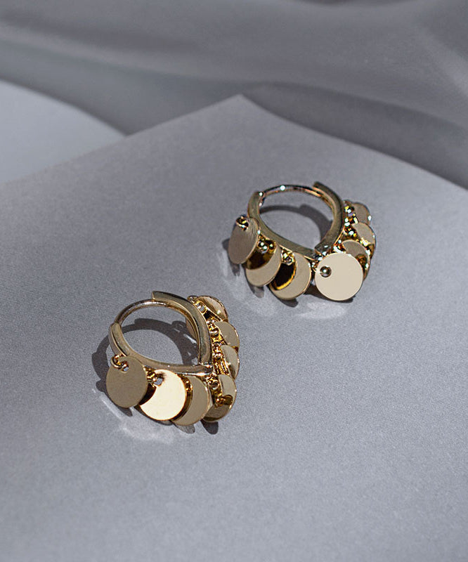 Boucles d'oreilles créoles à paillettes en alliage d'or et argent sterling - Street-Wave