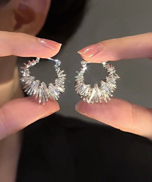 Boucles d'oreilles créoles froissées en soie, cuivre et zircon - Street-Wave