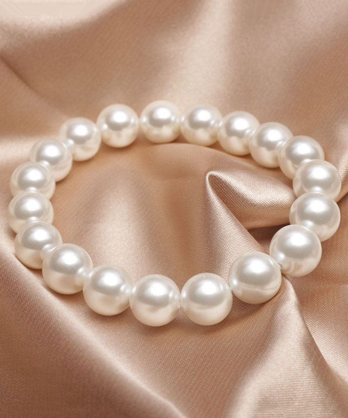 Bracelet court en alliage de perles blanches - Street-Wave