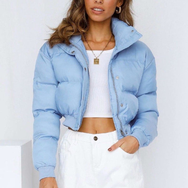 Street-Wave Women's Insulated Short Puffer Coat With Hood For Cold Days Cozy Trendy Winter Warmth Everyday Essential