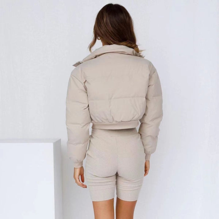 Street-Wave Women's Insulated Short Puffer Coat With Hood For Cold Days Cozy Trendy Winter Warmth Everyday Essential
