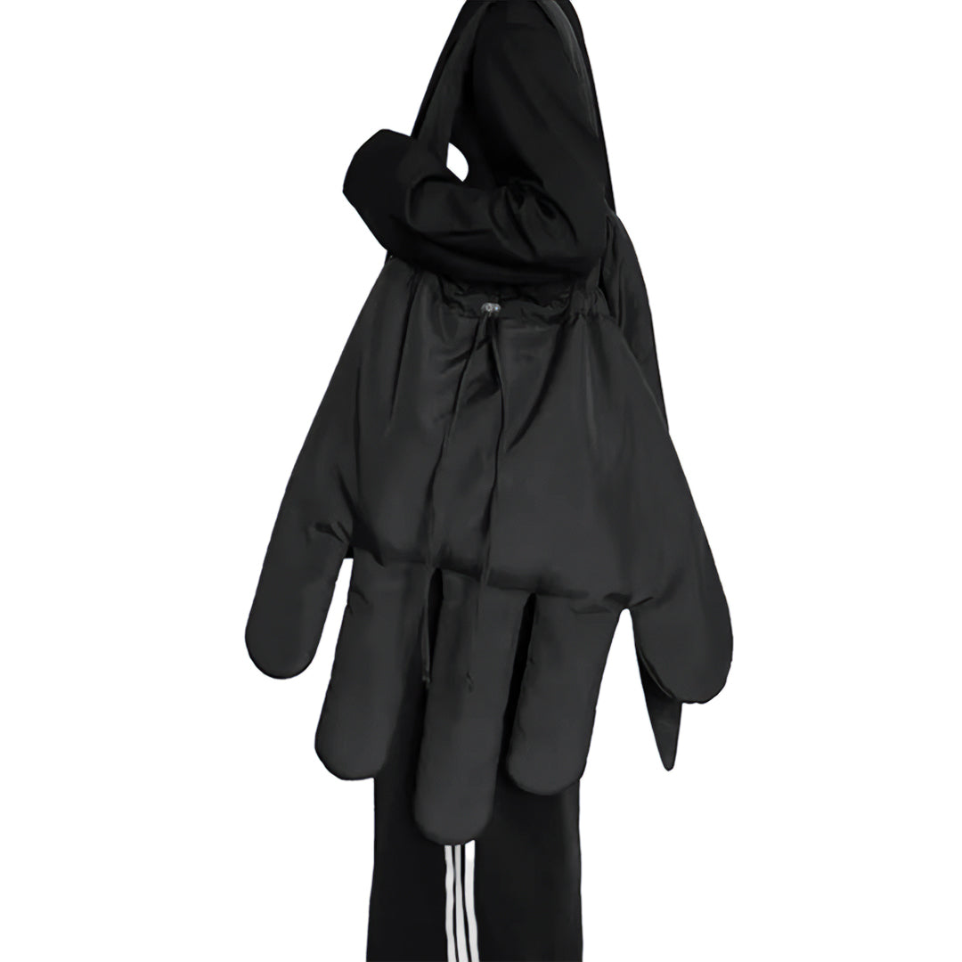 Street-Wave Glove Crossbody Bag Avant Garde Nylon Design With Large Compartment And Drawstring Closure