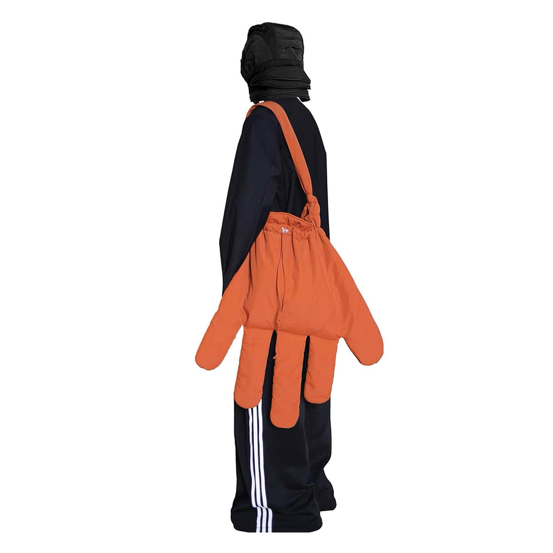 Street-Wave Glove Crossbody Bag Avant Garde Nylon Design With Large Compartment And Drawstring Closure