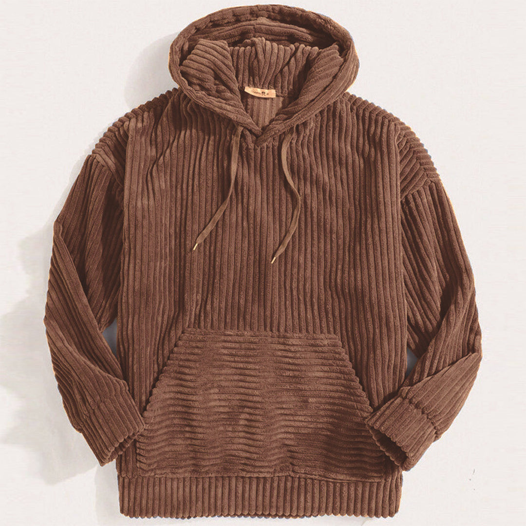 Street Wave Soft Corduroy Hoodie For Men Women Warm Cozy Pullover With Kangaroo Pocket