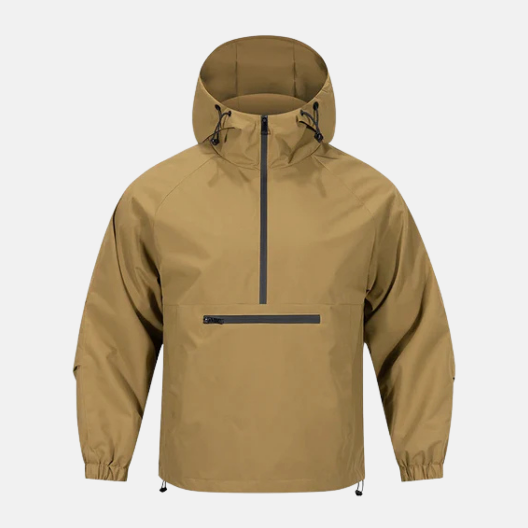 Men's Woven Blend Anorak Jacket Hooded High Neck Loose Fit Hip Length Outerwear Essentials