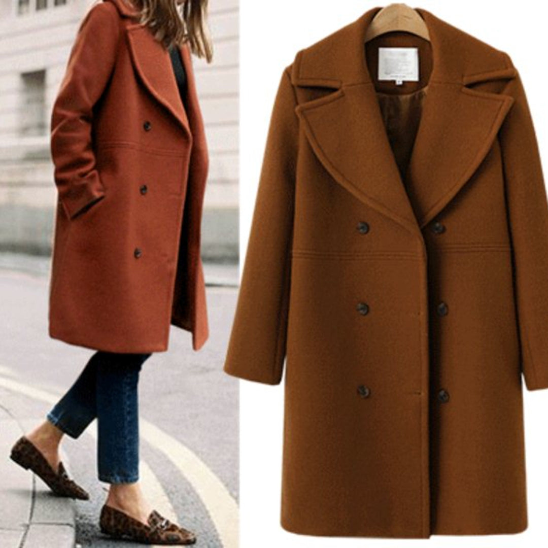 Street-Wave Women Wool Blend Winter Coat Lesia Double-Breasted Warmth With Practical Pockets Cozy Fit