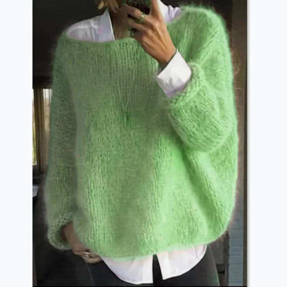 Bella Women Cozy Long Sleeve Knit Sweater Soft Fuzzy Warmth StreetWave