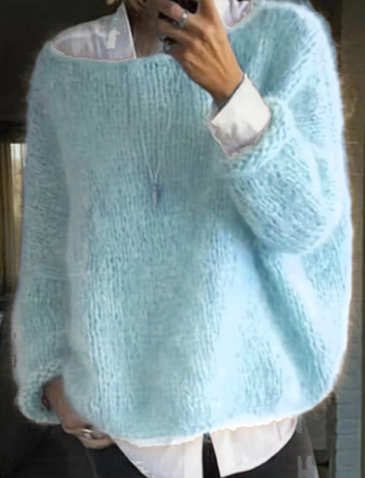 Bella Women Cozy Long Sleeve Knit Sweater Soft Fuzzy Warmth StreetWave