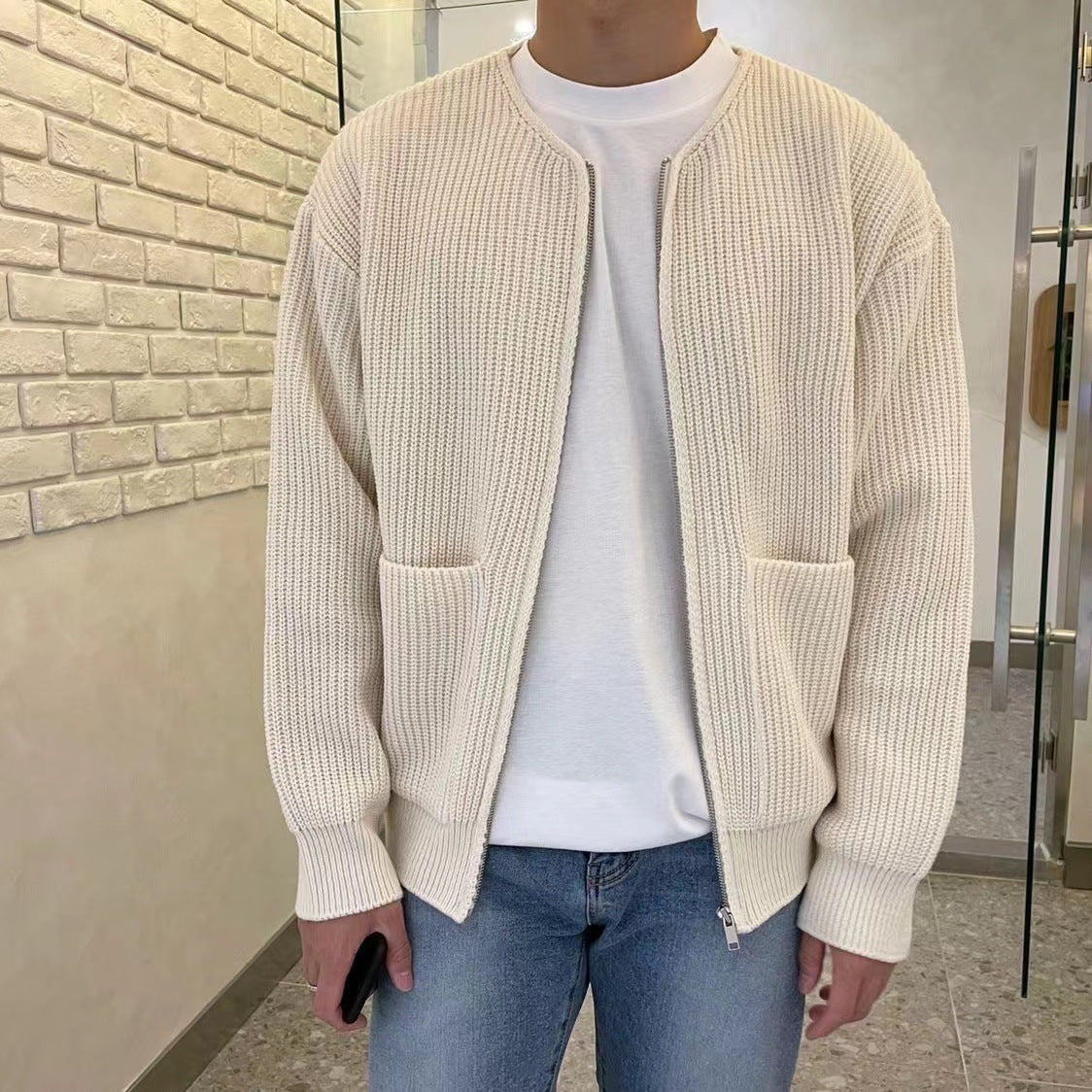 Street-wave Mens Knit Cardigan Elegant Knit Design For Modern Men Wardrobe Essential