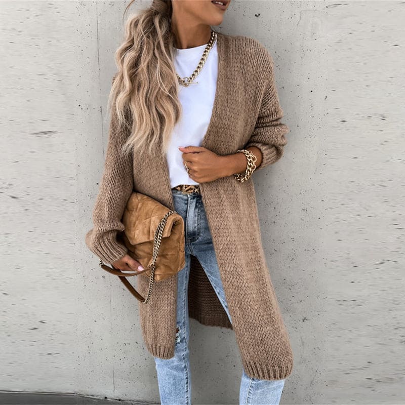 Streetwave Longline Knit Cardigan for Women Cozy Winter Layering Essential Versatile Casual Chic
