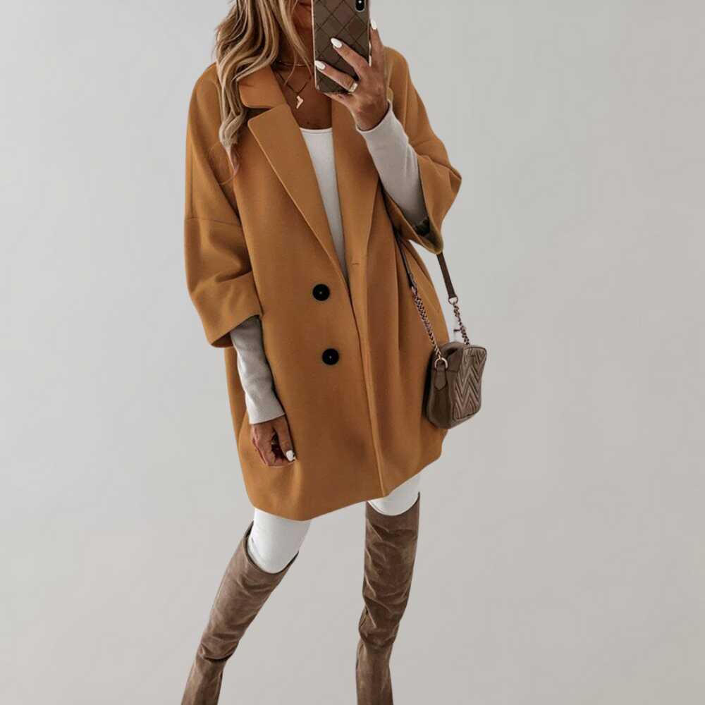 Street-Wave Womens Winter Coat With Wide Lapel And Double-Breasted Closure For Everyday Elegance