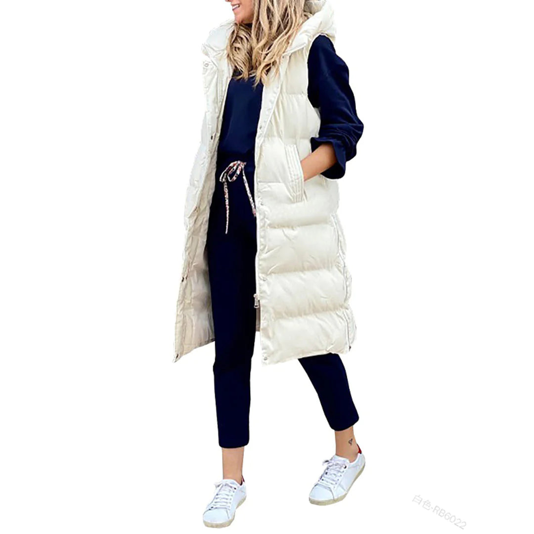 Street Wave Warm Puffer Vest For Women Long Quilted Sleeveless Jacket With Cozy Heat