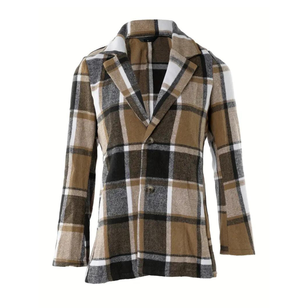 Streetwave Plaid Wool Blend Jacket With Classic Collar For Men Comfortable And Chic Daily Wear