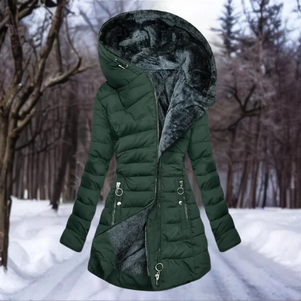 Street-wave Plush Jacket For Women Warm Quilted Coat With Cozy Fleece Lining Perfect Winter Outerwear