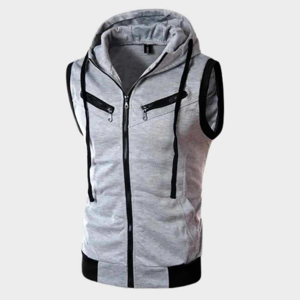 Launo Sleeveless Hoodie Vest For Men Trendy Zip Front Knit With Hood And Pockets